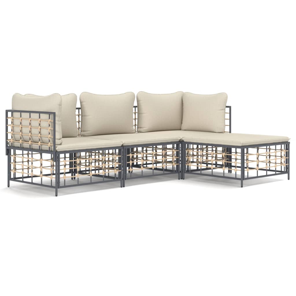 8720845848699_a_en_hd_1 vidaXL 4 Piece Garden Lounge Set with Cushions Anthracite Poly Rattan - Image 2