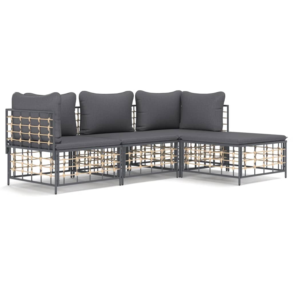 8720845848705_a_en_hd_1 vidaXL 4 Piece Garden Lounge Set with Cushions Anthracite Poly Rattan - Image 2