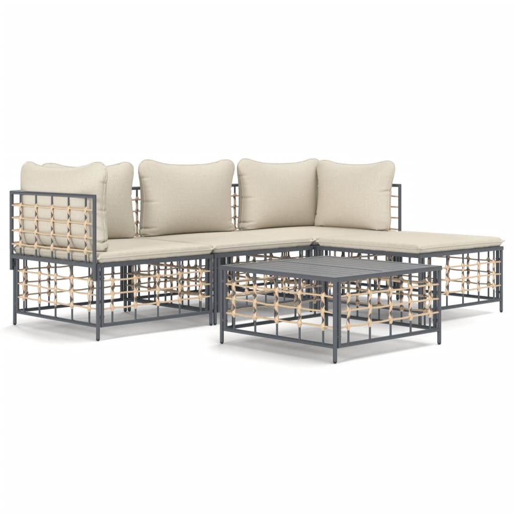 8720845848712_a_en_hd_1 vidaXL 4 Piece Garden Lounge Set with Cushions Anthracite Poly Rattan - Image 2