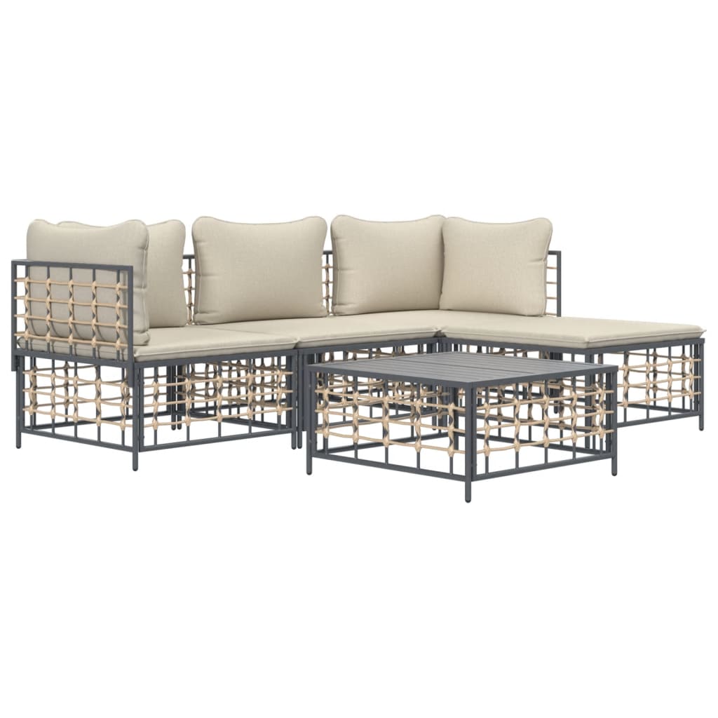 8720845848712_g_en_hd_1 vidaXL 4 Piece Garden Lounge Set with Cushions Anthracite Poly Rattan - Image 3