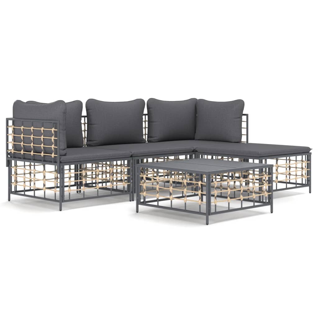8720845848729_a_en_hd_1 vidaXL 4 Piece Garden Lounge Set with Cushions Anthracite Poly Rattan - Image 2