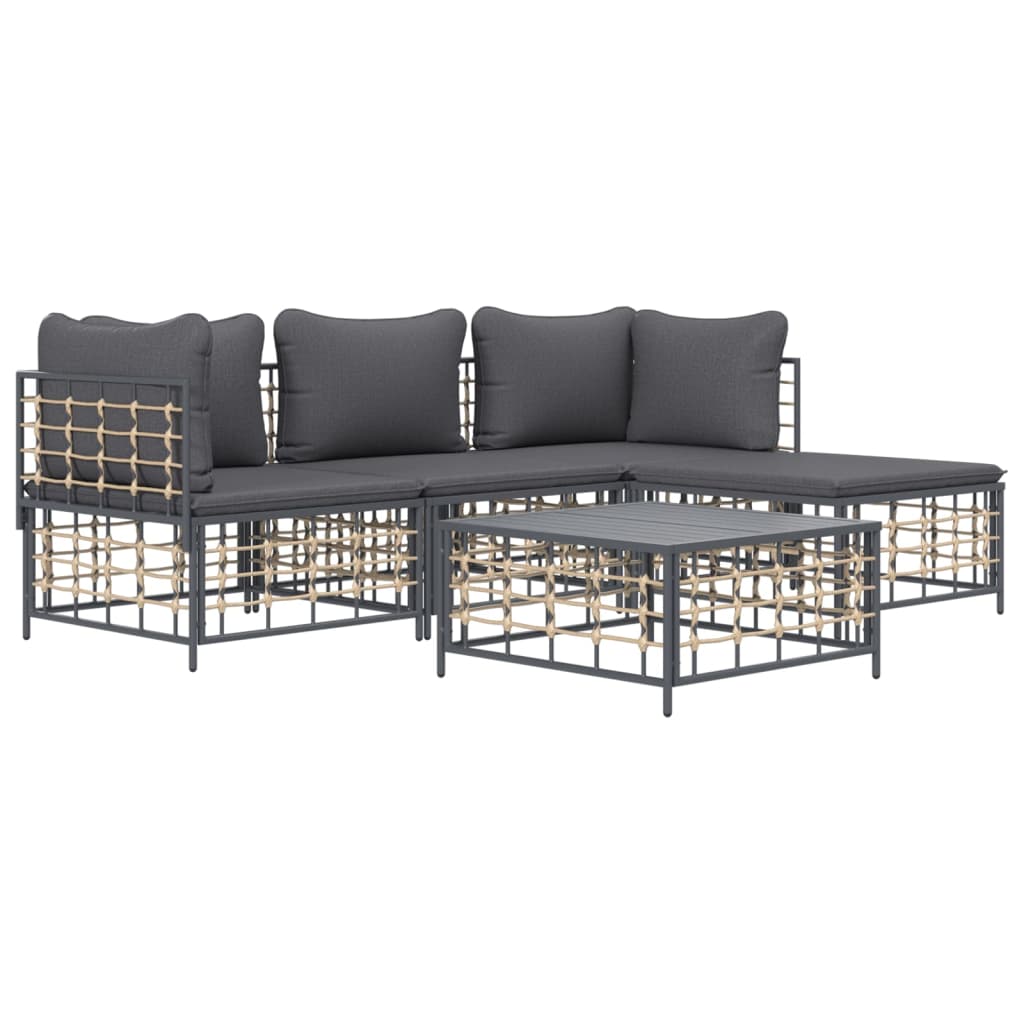 8720845848729_g_en_hd_1 vidaXL 4 Piece Garden Lounge Set with Cushions Anthracite Poly Rattan - Image 3