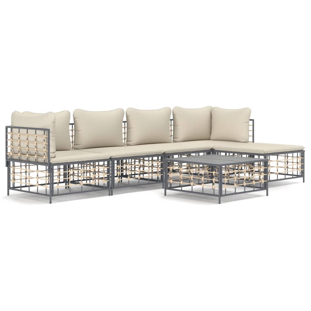 8720845848750_a_en_hd_1 vidaXL 6 Piece Garden Lounge Set with Cushions Anthracite Poly Rattan - Image 2