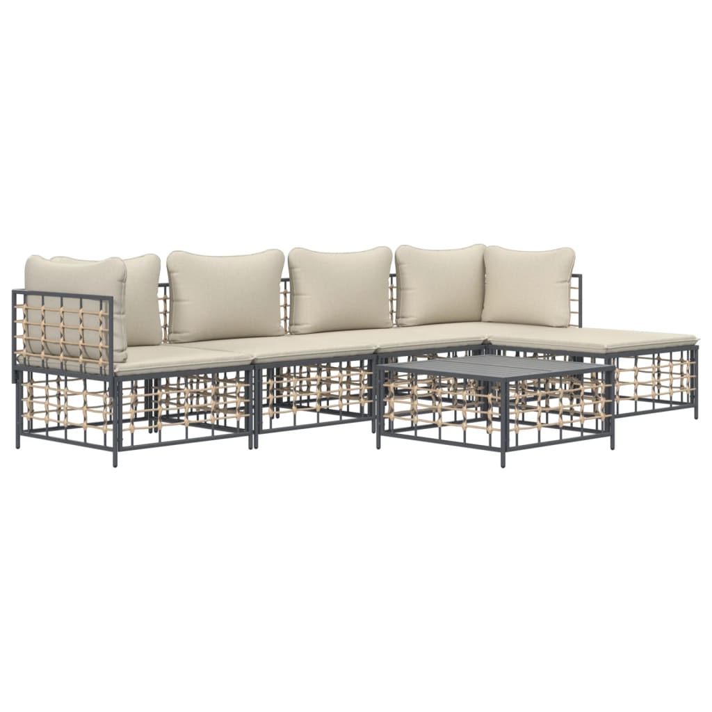 8720845848750_g_en_hd_1 vidaXL 6 Piece Garden Lounge Set with Cushions Anthracite Poly Rattan - Image 3