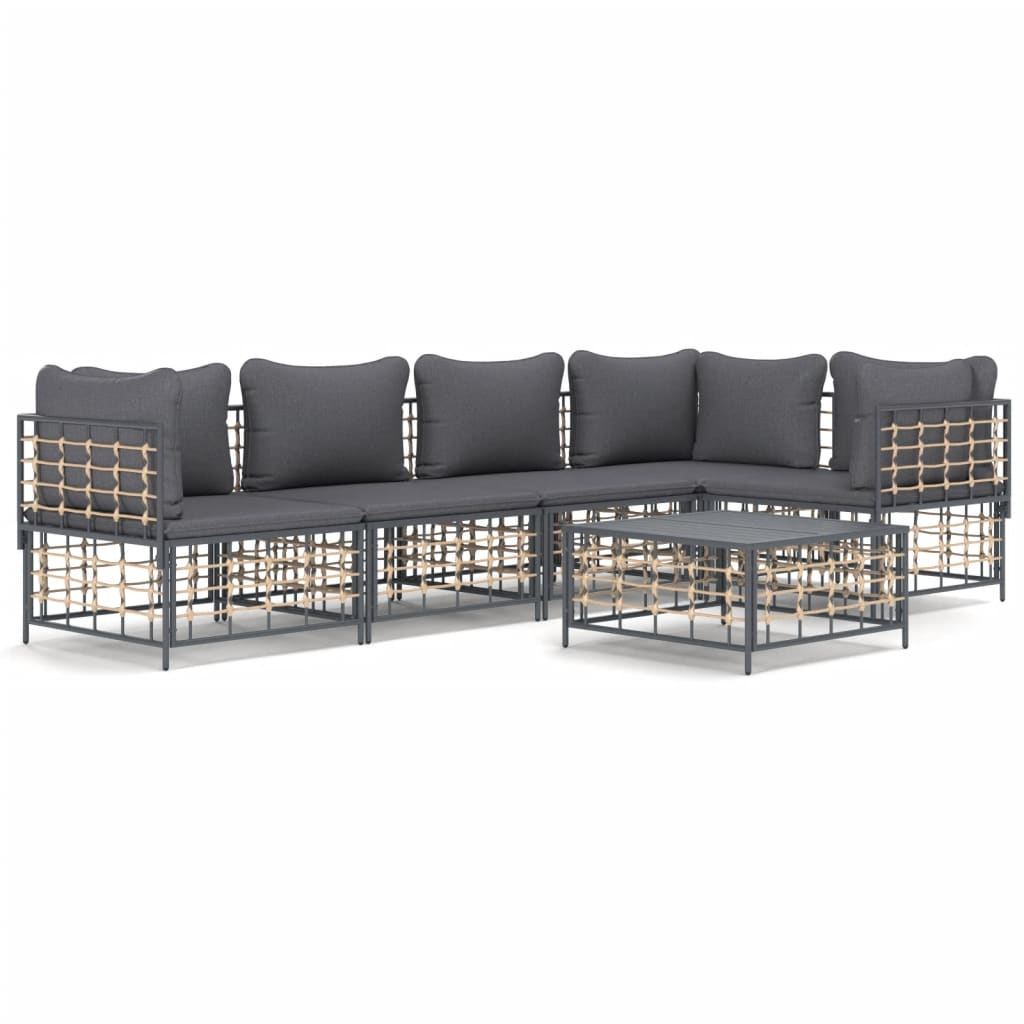 8720845848842_a_en_hd_1 vidaXL 6 Piece Garden Lounge Set with Cushions Anthracite Poly Rattan - Image 2