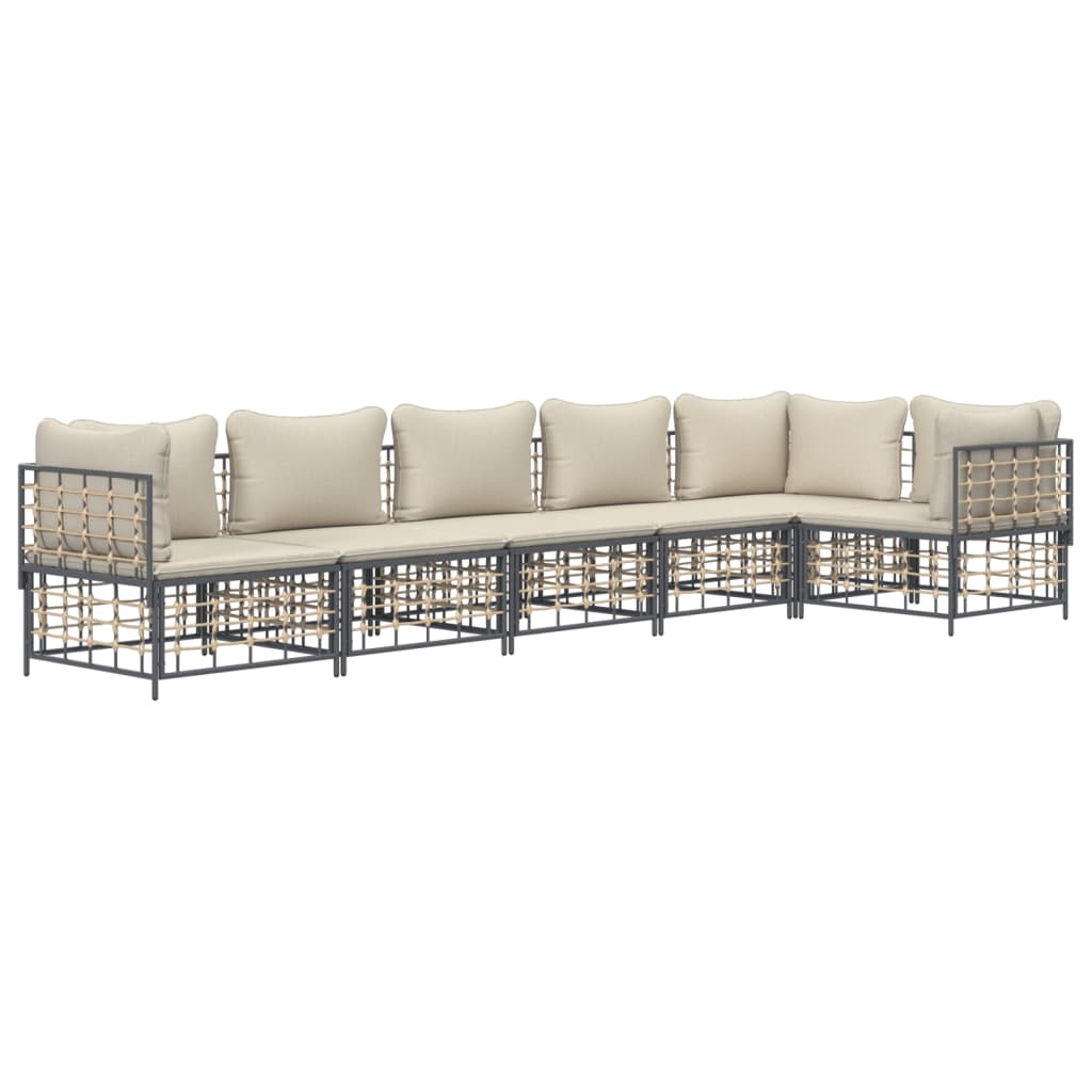 8720845848859_g_en_hd_1 vidaXL 6 Piece Garden Lounge Set with Cushions Anthracite Poly Rattan - Image 3