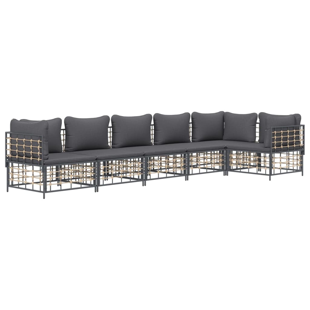 8720845848866_g_en_hd_1 vidaXL 6 Piece Garden Lounge Set with Cushions Anthracite Poly Rattan - Image 3