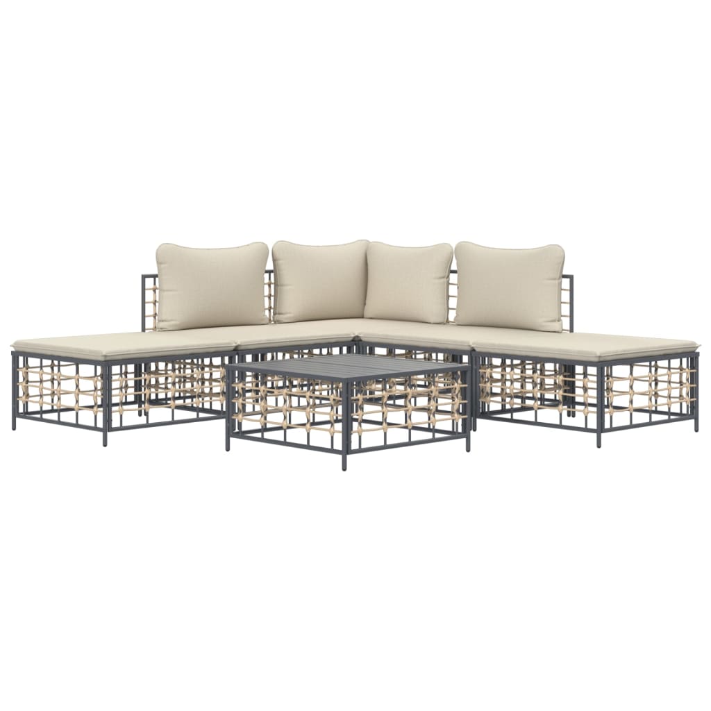 8720845848897_g_en_hd_1 vidaXL 6 Piece Garden Lounge Set with Cushions Anthracite Poly Rattan - Image 3