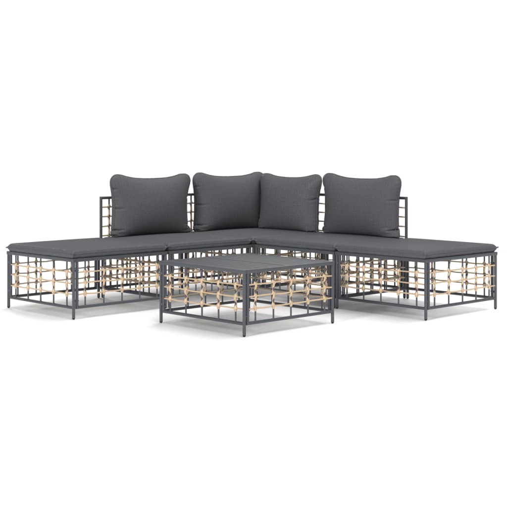 8720845848903_a_en_hd_1 vidaXL 6 Piece Garden Lounge Set with Cushions Anthracite Poly Rattan - Image 2