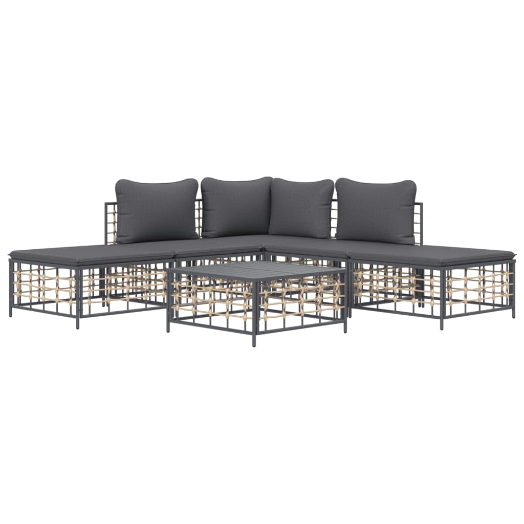 8720845848903_g_en_hd_1 vidaXL 6 Piece Garden Lounge Set with Cushions Anthracite Poly Rattan - Image 3