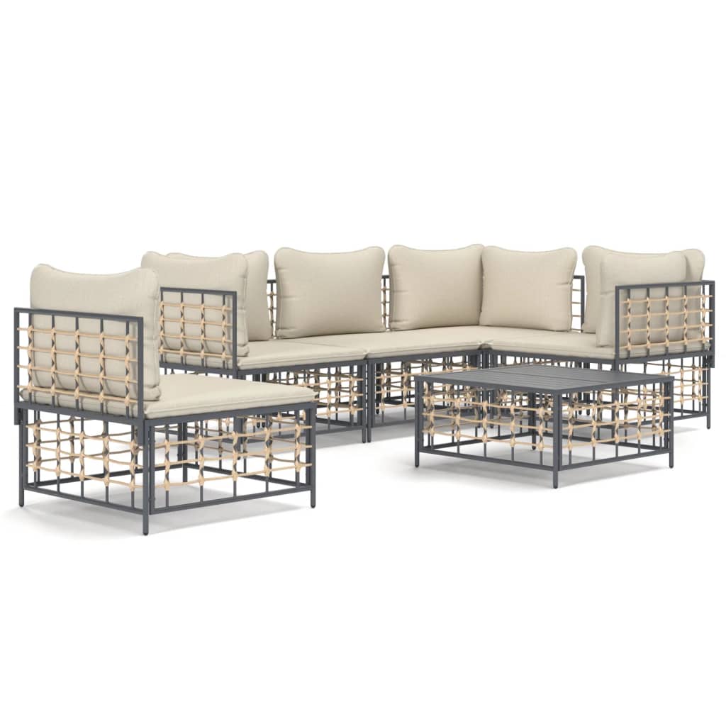 8720845848958_a_en_hd_1 vidaXL 6 Piece Garden Lounge Set with Cushions Anthracite Poly Rattan - Image 2