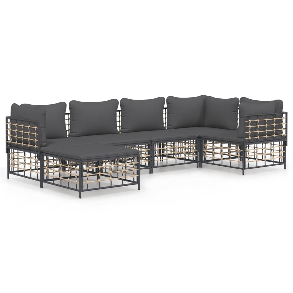 8720845849023_a_en_hd_1 vidaXL 6 Piece Garden Lounge Set with Cushions Anthracite Poly Rattan - Image 2