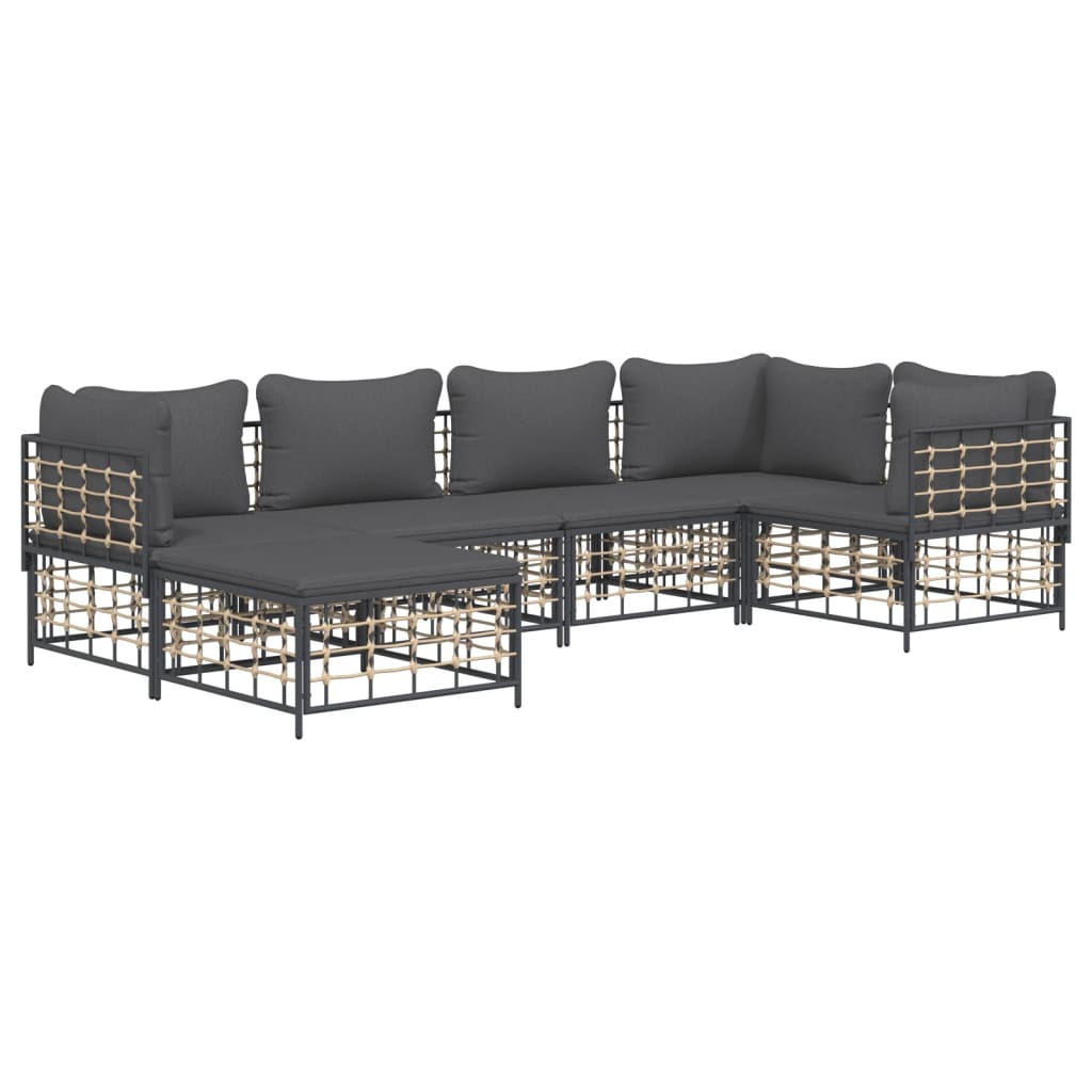 8720845849023_g_en_hd_1 vidaXL 6 Piece Garden Lounge Set with Cushions Anthracite Poly Rattan - Image 3
