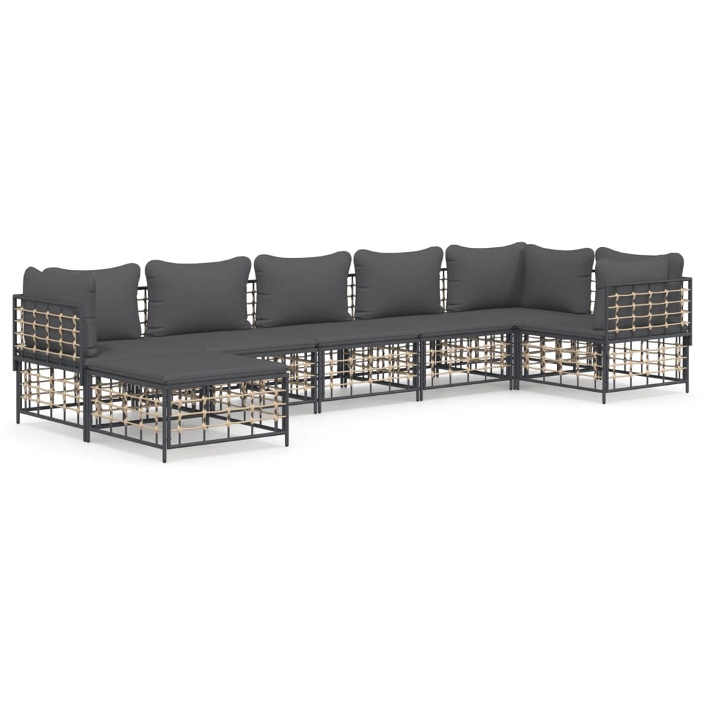 8720845849061_a_en_hd_1 vidaXL 7 Piece Garden Lounge Set with Cushions Anthracite Poly Rattan - Image 2