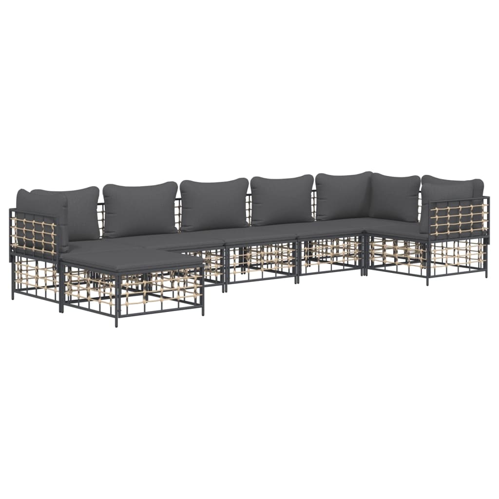 8720845849061_g_en_hd_1 vidaXL 7 Piece Garden Lounge Set with Cushions Anthracite Poly Rattan - Image 3