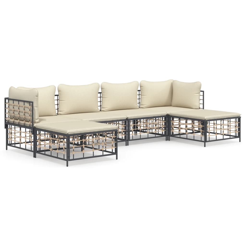8720845849092_a_en_hd_1 vidaXL 6 Piece Garden Lounge Set with Cushions Anthracite Poly Rattan - Image 2