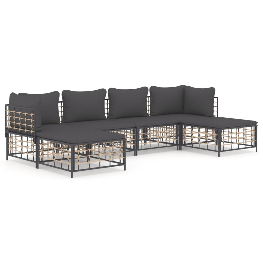 8720845849108_a_en_hd_1 vidaXL 6 Piece Garden Lounge Set with Cushions Anthracite Poly Rattan - Image 2