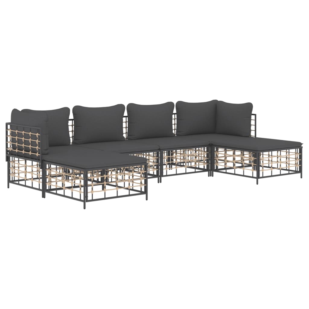 8720845849108_g_en_hd_1 vidaXL 6 Piece Garden Lounge Set with Cushions Anthracite Poly Rattan - Image 3