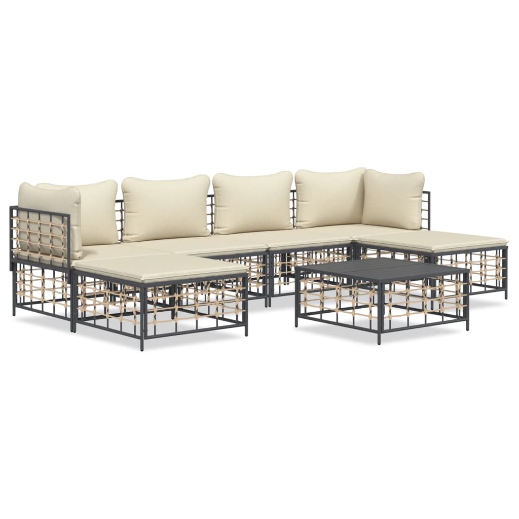 8720845849115_a_en_hd_1 vidaXL 7 Piece Garden Lounge Set with Cushions Anthracite Poly Rattan - Image 2