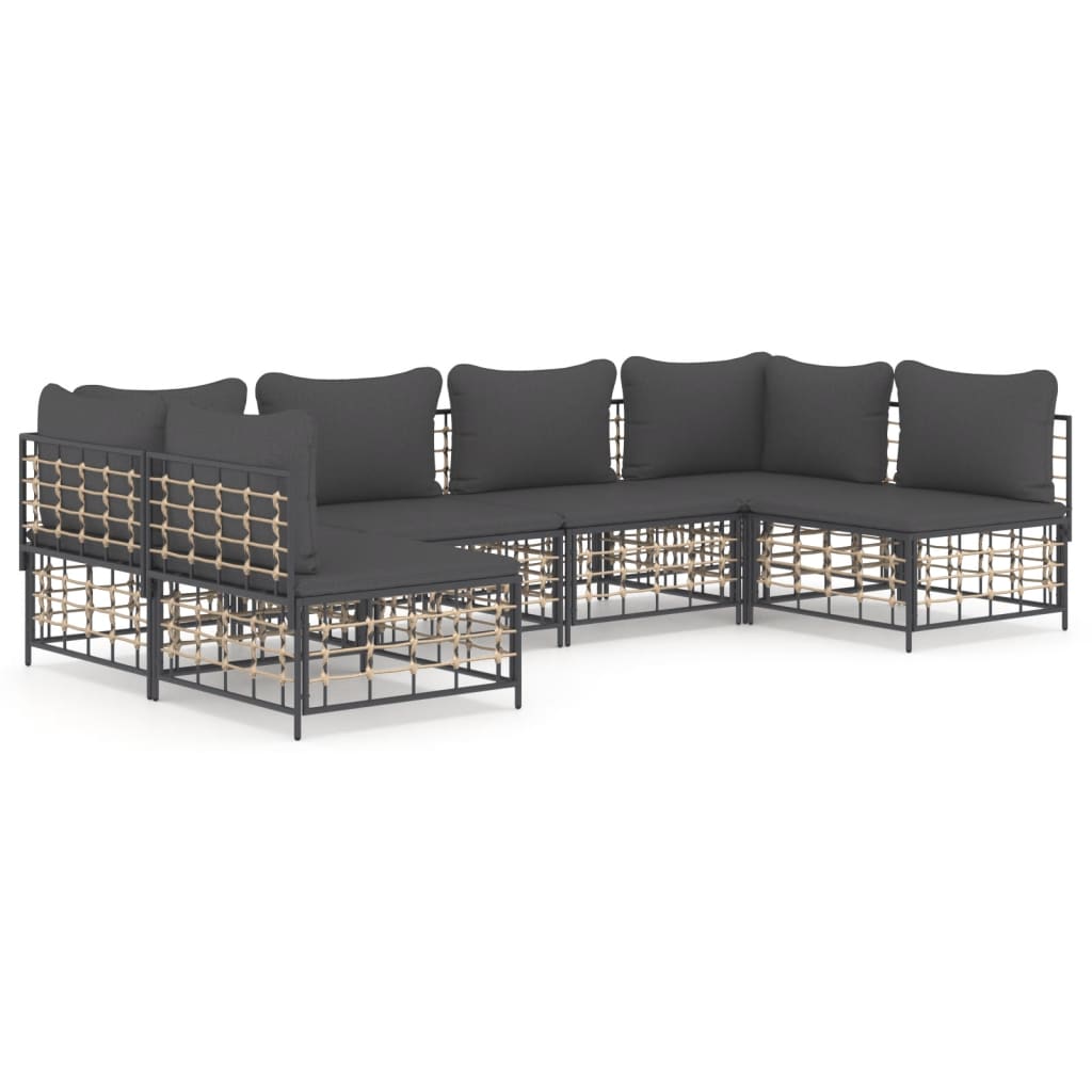8720845849184_a_en_hd_1 vidaXL 6 Piece Garden Lounge Set with Cushions Anthracite Poly Rattan - Image 2