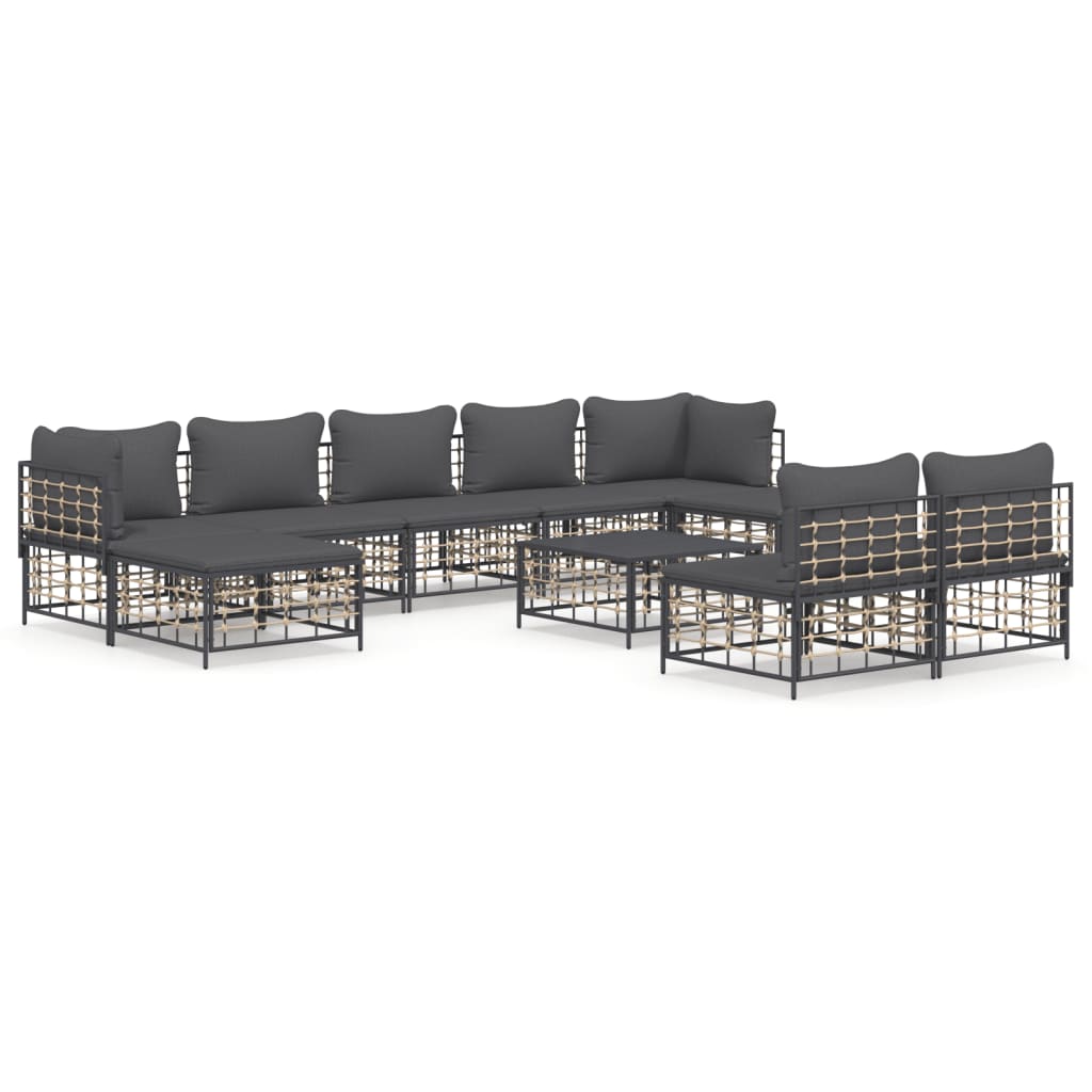 8720845849368_a_en_hd_1 vidaXL 10 Piece Garden Lounge Set with Cushions Anthracite Poly Rattan - Image 2
