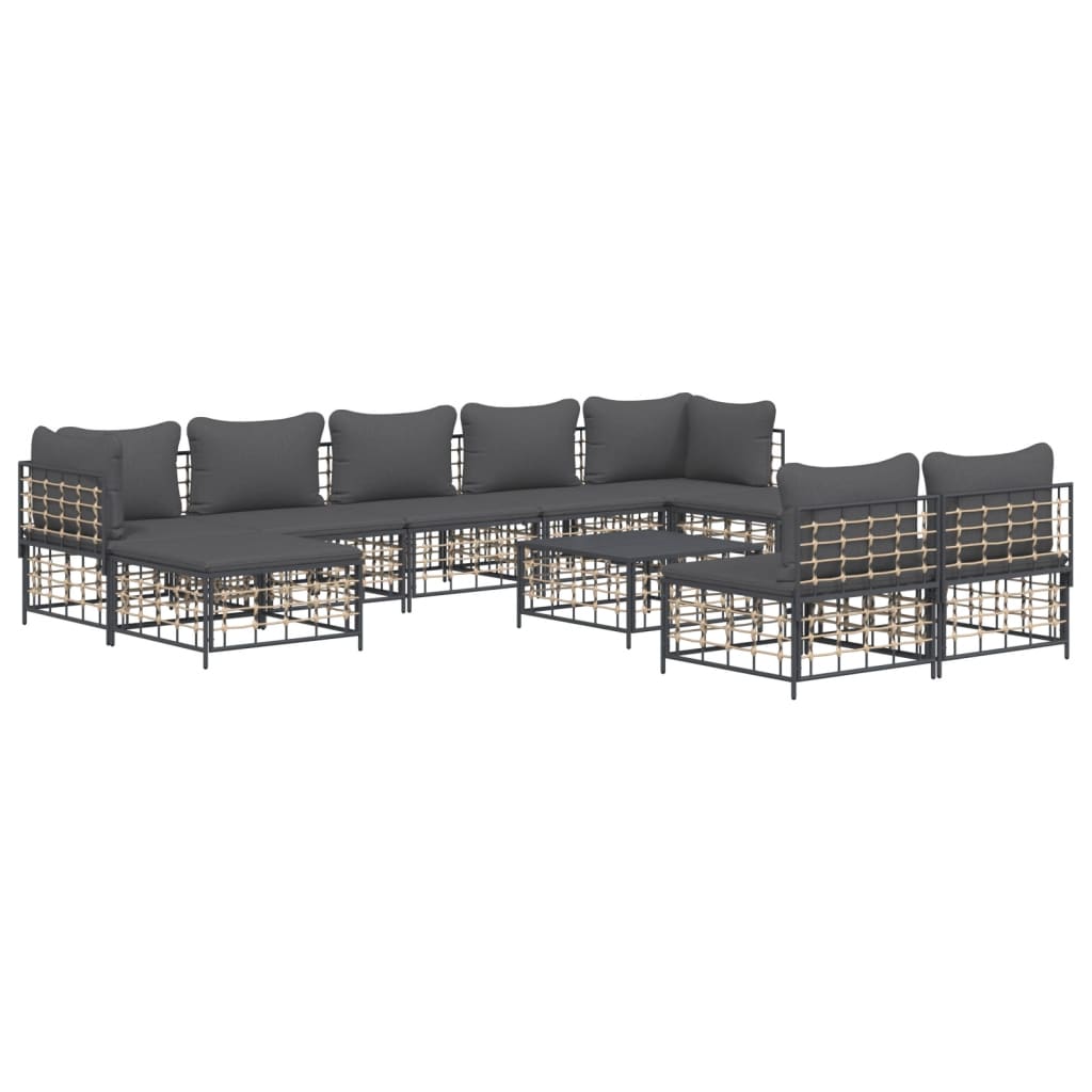 8720845849368_g_en_hd_1 vidaXL 10 Piece Garden Lounge Set with Cushions Anthracite Poly Rattan - Image 3