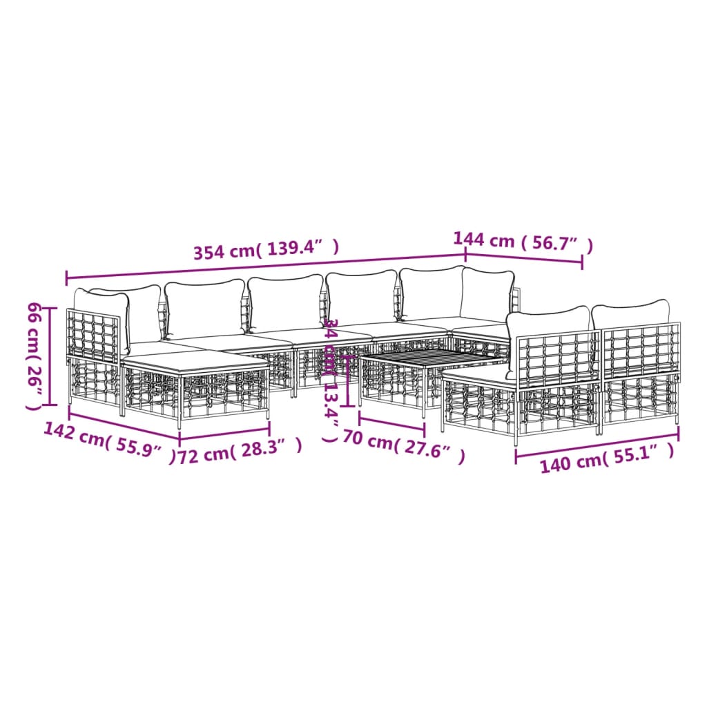 8720845849368_g_en_hd_8 vidaXL 10 Piece Garden Lounge Set with Cushions Anthracite Poly Rattan - Image 10