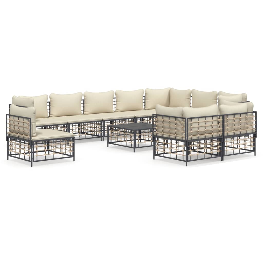 8720845849375_a_en_hd_1 vidaXL 11 Piece Garden Lounge Set with Cushions Anthracite Poly Rattan - Image 2