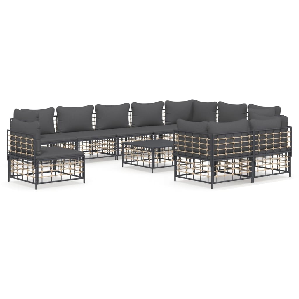 8720845849382_a_en_hd_1 vidaXL 11 Piece Garden Lounge Set with Cushions Anthracite Poly Rattan - Image 2