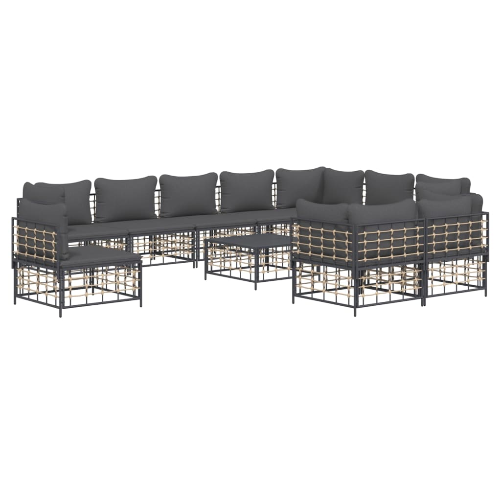 8720845849382_g_en_hd_1 vidaXL 11 Piece Garden Lounge Set with Cushions Anthracite Poly Rattan - Image 3