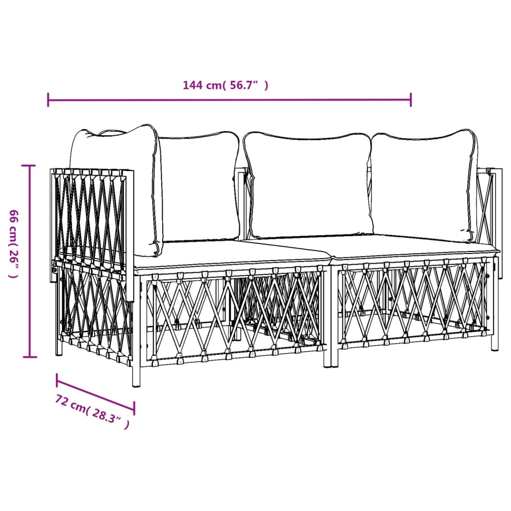 8720845849443_g_en_hd_5 vidaXL 2 Piece Garden Lounge Set with Cushions Anthracite Steel - Image 7