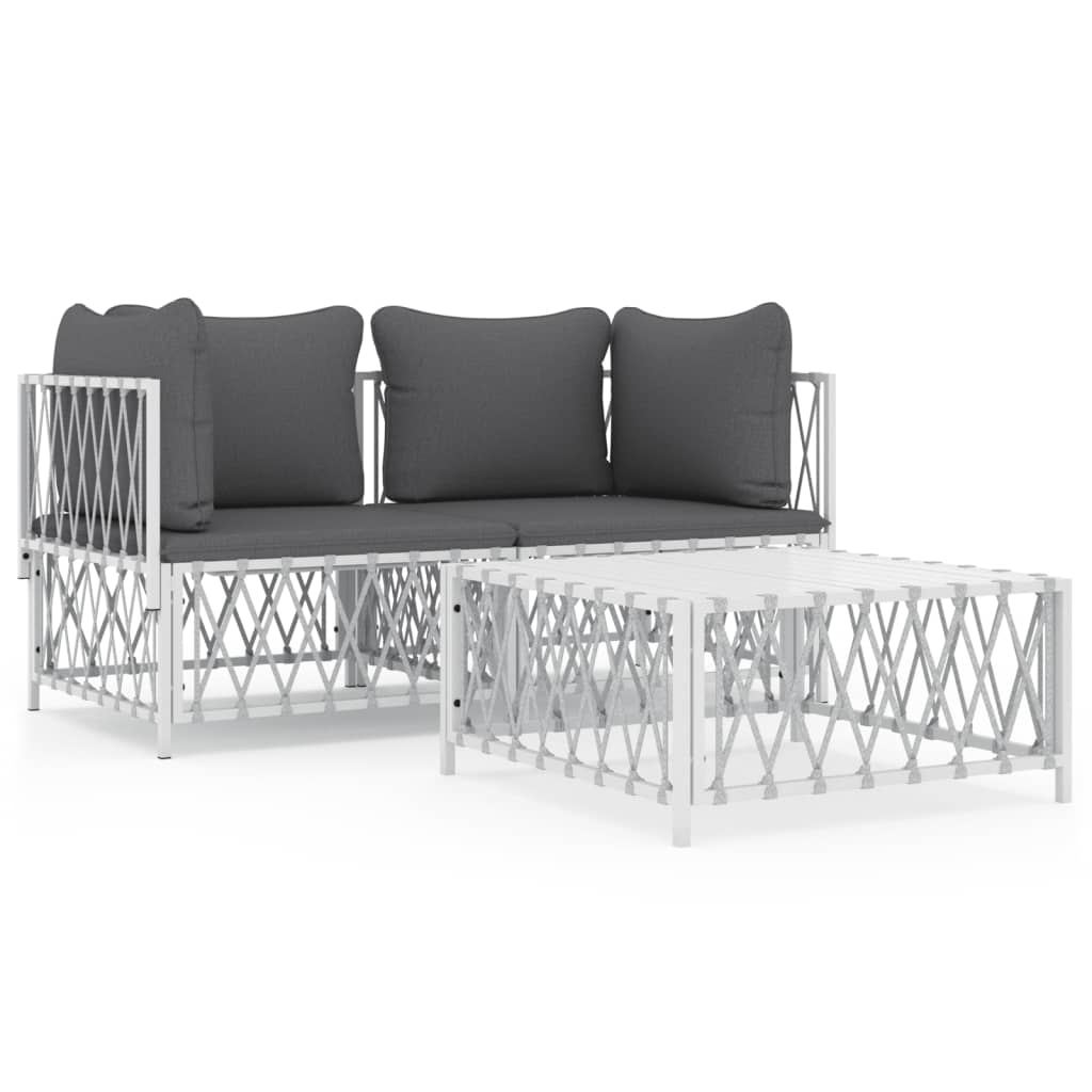 8720845849450_a_en_hd_1 vidaXL 3 Piece Garden Lounge Set with Cushions White Steel - Image 2