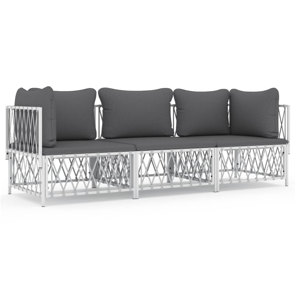 8720845849474_a_en_hd_1 vidaXL 3 Piece Garden Lounge Set with Cushions White Steel - Image 2