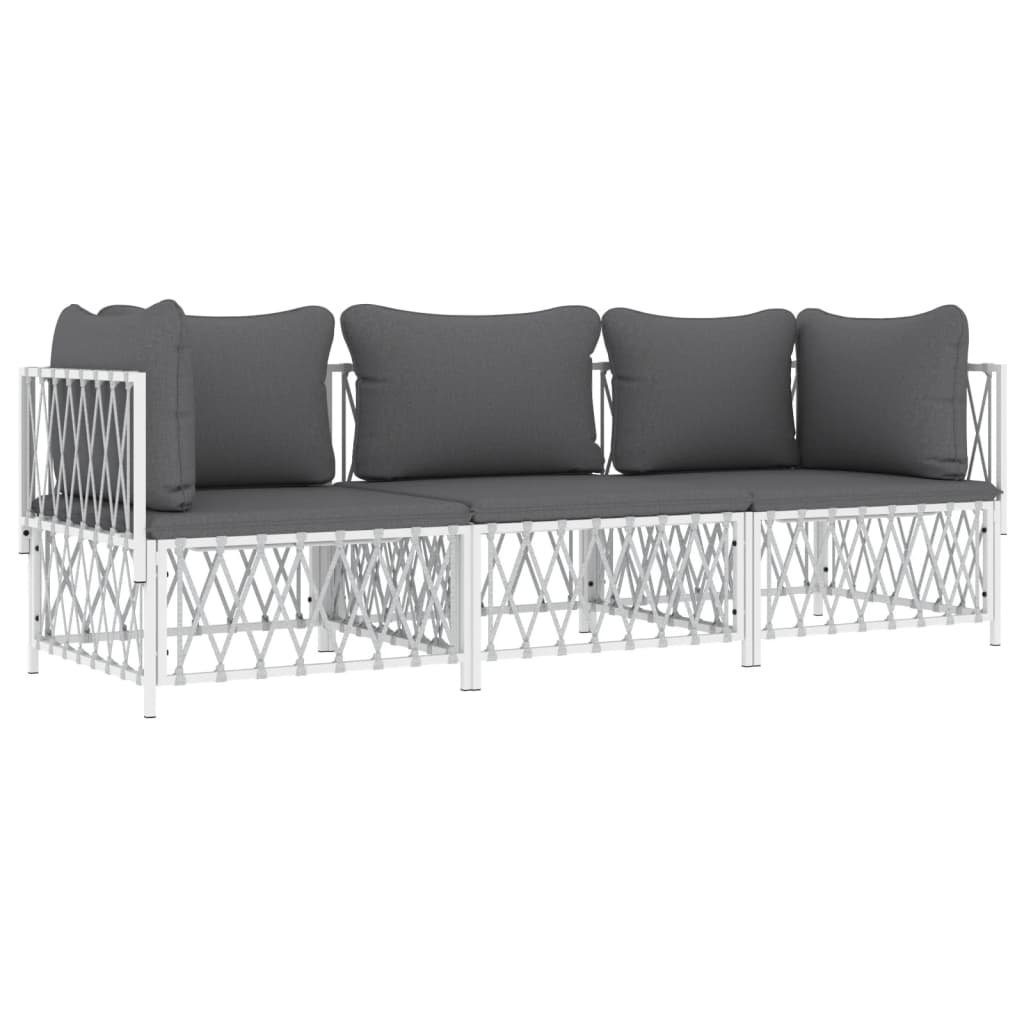 8720845849474_g_en_hd_1 vidaXL 3 Piece Garden Lounge Set with Cushions White Steel - Image 3