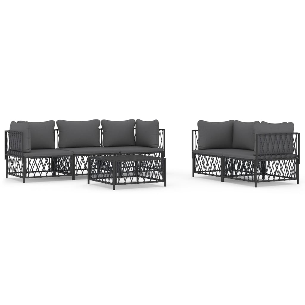 8720845849580_a_en_hd_1 vidaXL 6 Piece Garden Lounge Set with Cushions Anthracite Steel - Image 2