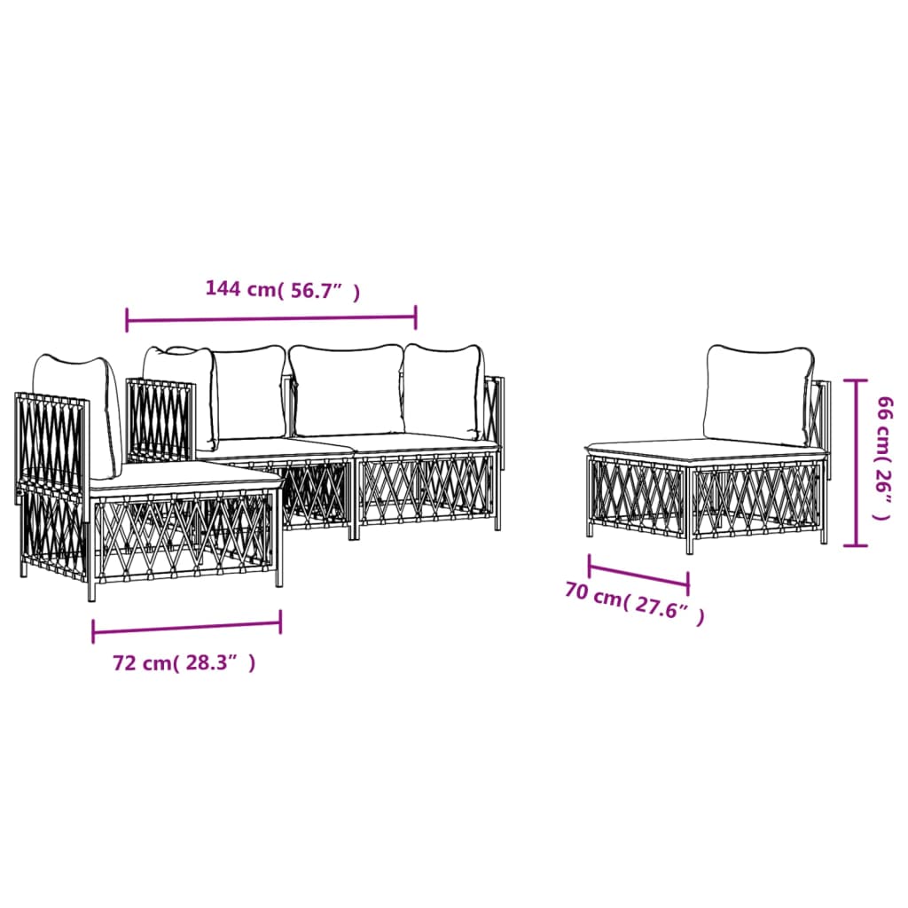 8720845849665_g_en_hd_6 vidaXL 4 Piece Garden Lounge Set with Cushions Anthracite Steel - Image 8