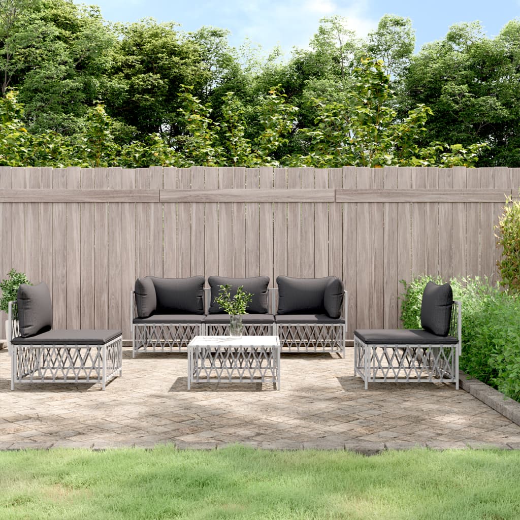 8720845849719_m_en_hd_1 vidaXL 6 Piece Garden Lounge Set with Cushions White Steel - Image 1
