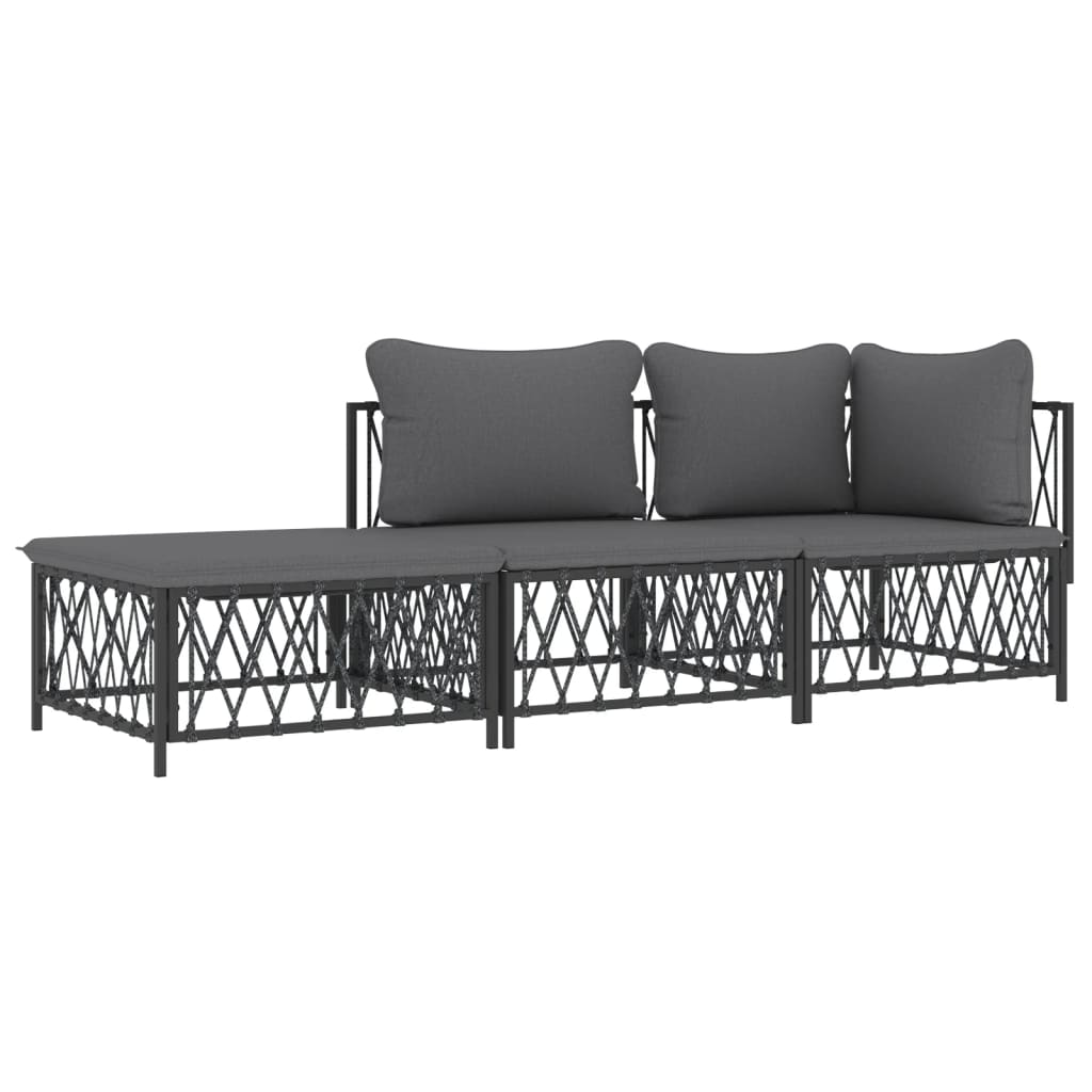 8720845849788_g_en_hd_1 vidaXL 3 Piece Garden Lounge Set with Cushions Anthracite Steel - Image 3