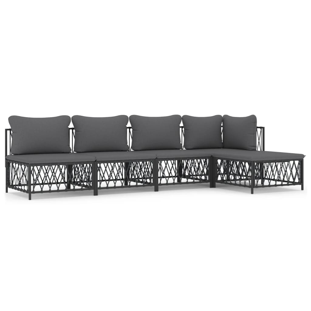 8720845849887_a_en_hd_1 vidaXL 5 Piece Garden Lounge Set with Cushions Anthracite Steel - Image 2