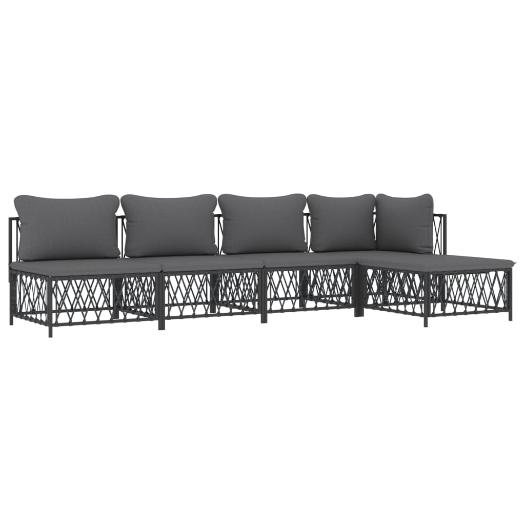 8720845849887_g_en_hd_1 vidaXL 5 Piece Garden Lounge Set with Cushions Anthracite Steel - Image 3