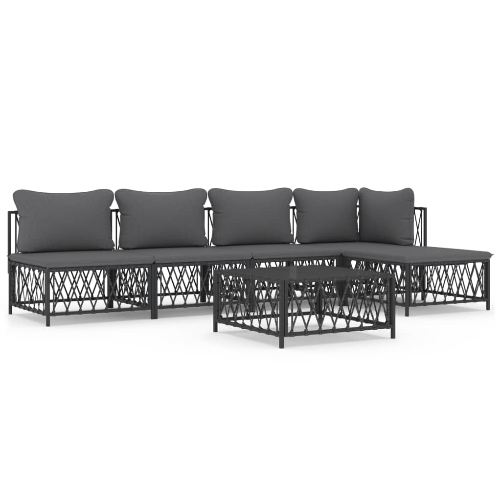 8720845849900_a_en_hd_1 vidaXL 6 Piece Garden Lounge Set with Cushions Anthracite Steel - Image 2