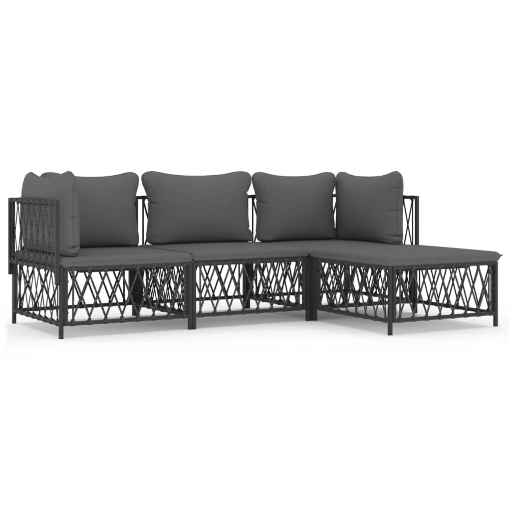 8720845849924_a_en_hd_1 vidaXL 4 Piece Garden Lounge Set with Cushions Anthracite Steel - Image 2