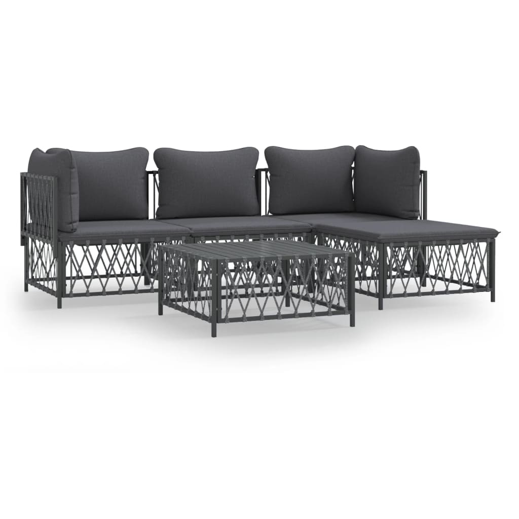8720845849948_a_en_hd_1 vidaXL 5 Piece Garden Lounge Set with Cushions Anthracite Steel - Image 2