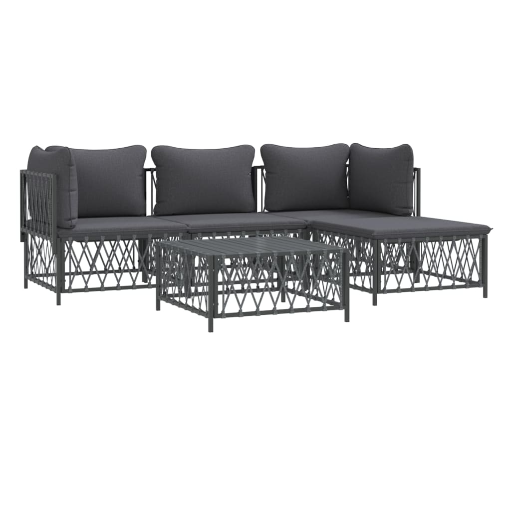 8720845849948_g_en_hd_1 vidaXL 5 Piece Garden Lounge Set with Cushions Anthracite Steel - Image 3