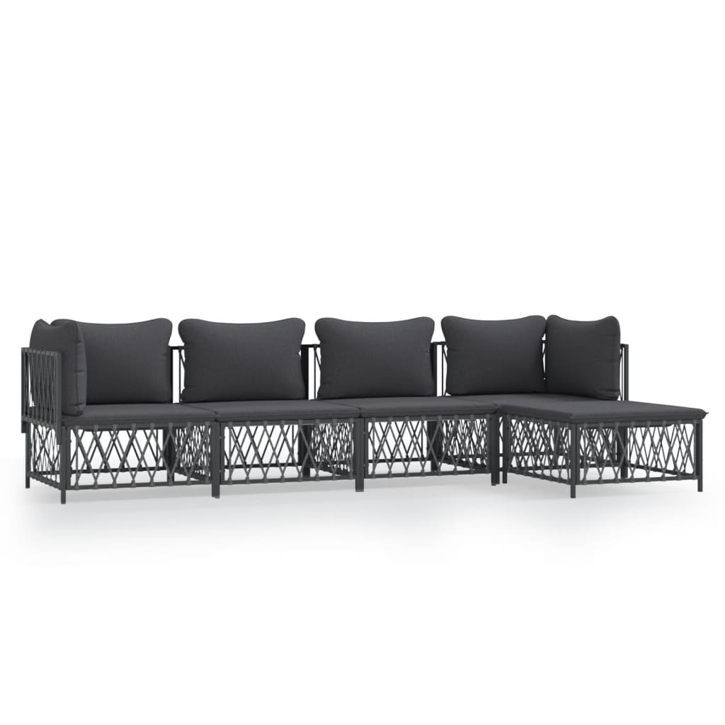 8720845849962_a_en_hd_1 vidaXL 5 Piece Garden Lounge Set with Cushions Anthracite Steel - Image 2