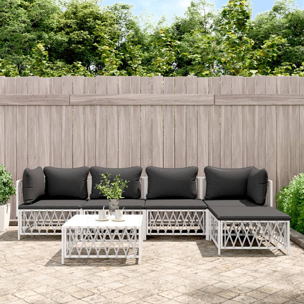 8720845849979_m_en_hd_1 vidaXL 6 Piece Garden Lounge Set with Cushions White Steel - Image 1