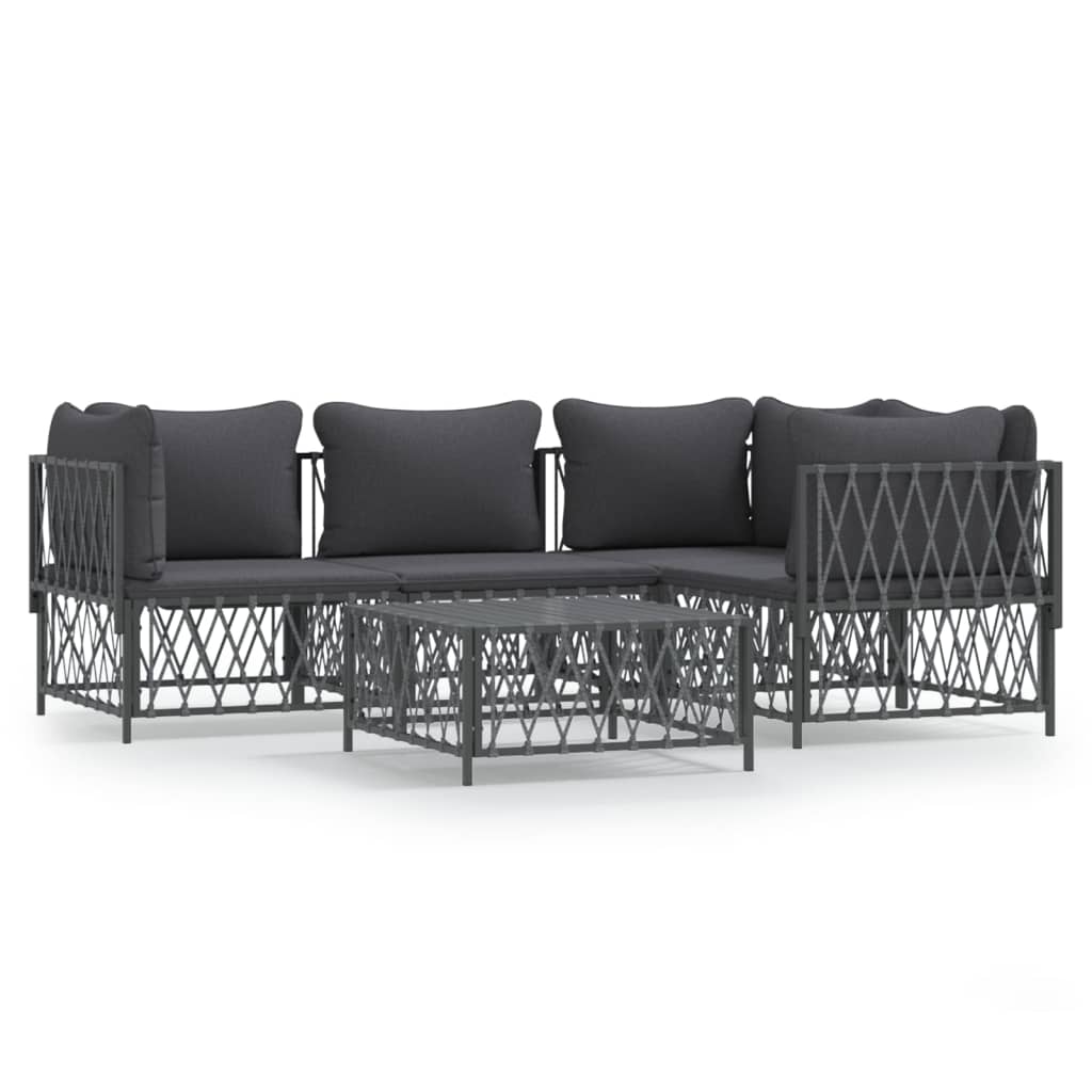 8720845850029_a_en_hd_1 vidaXL 5 Piece Garden Lounge Set with Cushions Anthracite Steel - Image 2