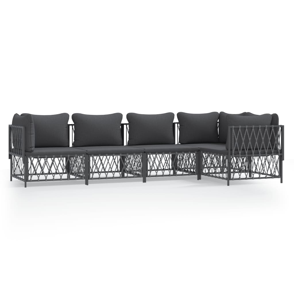 8720845850043_a_en_hd_1 vidaXL 5 Piece Garden Lounge Set with Cushions Anthracite Steel - Image 2