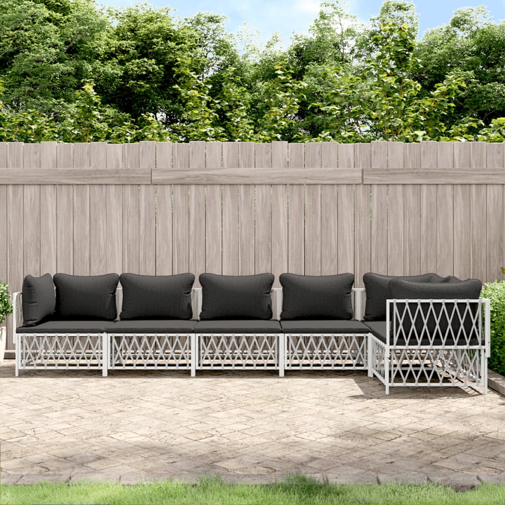 8720845850074_m_en_hd_1 vidaXL 6 Piece Garden Lounge Set with Cushions White Steel - Image 1
