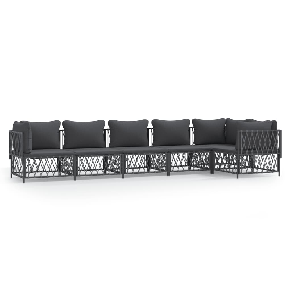 8720845850081_a_en_hd_1 vidaXL 6 Piece Garden Lounge Set with Cushions Anthracite Steel - Image 2